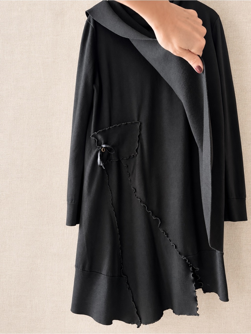 COS Forest Green Asymmetric Layered Wrap Dress Ruffle Edge L - Picture 6 of 7